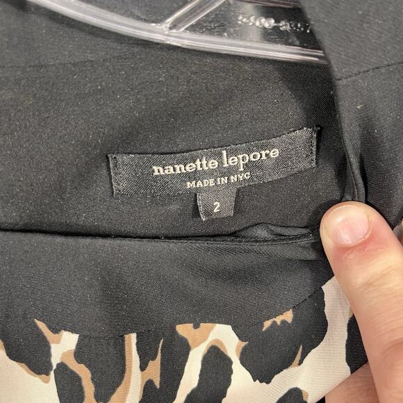 Nanette Lepore Women's Black Short Sleeve Wildlife Sheath Dress Size 2,‎ - Picture 4 of 11